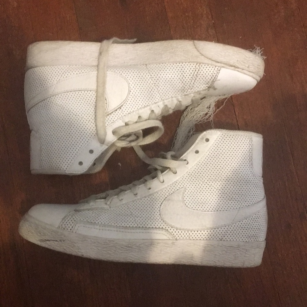White leather Nike Blazers